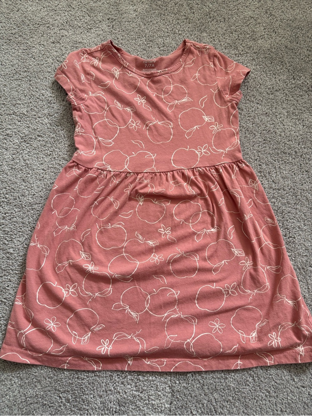 Carter's Dusty Rose Apple-Print Knit Dress
